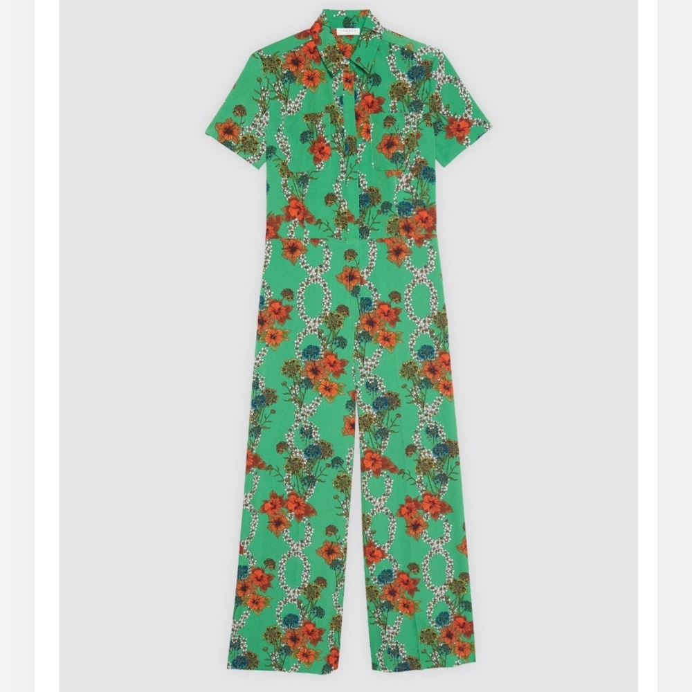 Floral Green and Red Jumpsuit